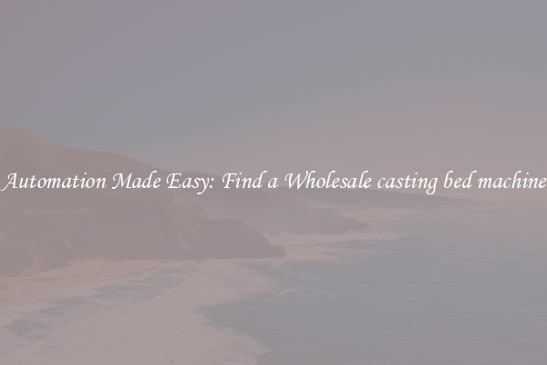  Automation Made Easy: Find a Wholesale casting bed machine 
